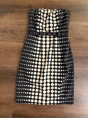 The Limited Black and Cream Strapless Polka Dot Sheath Dress